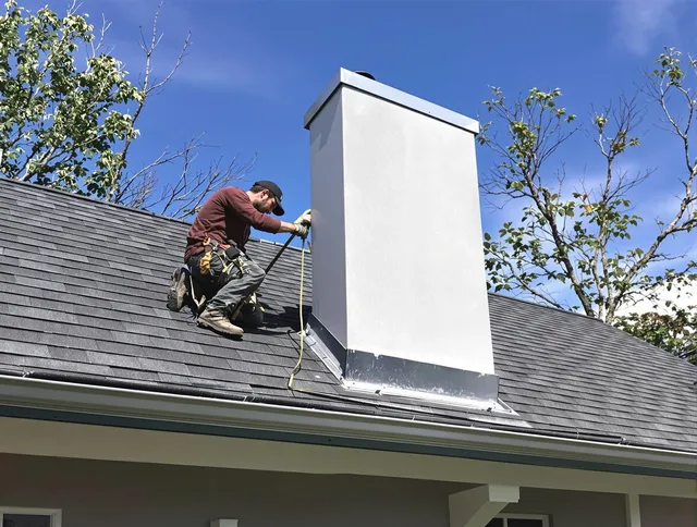 Homestead Chimney Sweep team member finishing chimney construction in Homestead, FL