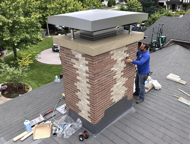 Homestead Chimney Sweep team working on a custom chimney remodel in Homestead, FL